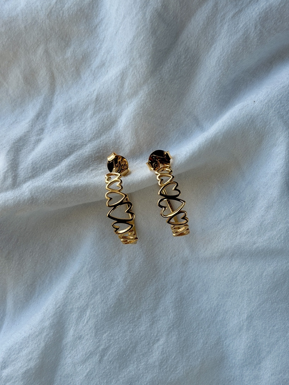 Outlined Hearts 18k Gold Plated Earrings